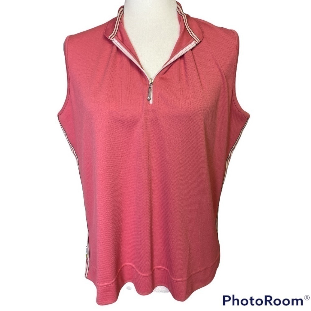 Izod Pink Sleeveless Golf Shirt Sz Large